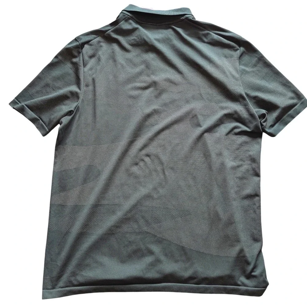ADIDAS Mens 2XL Dark Green Tonal Jacquard Go To Seamless Golf Polo‎ Shirt Sporty